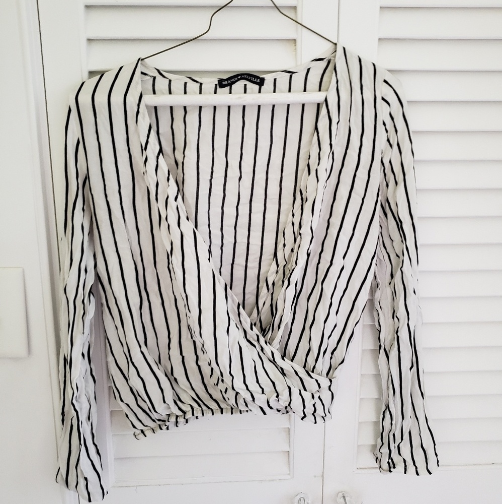 Brandy Melville V Neck Long Sleeve Shirt